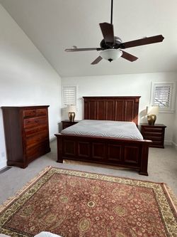 Dark Cherry Wood king bedroom set - 5 pcs