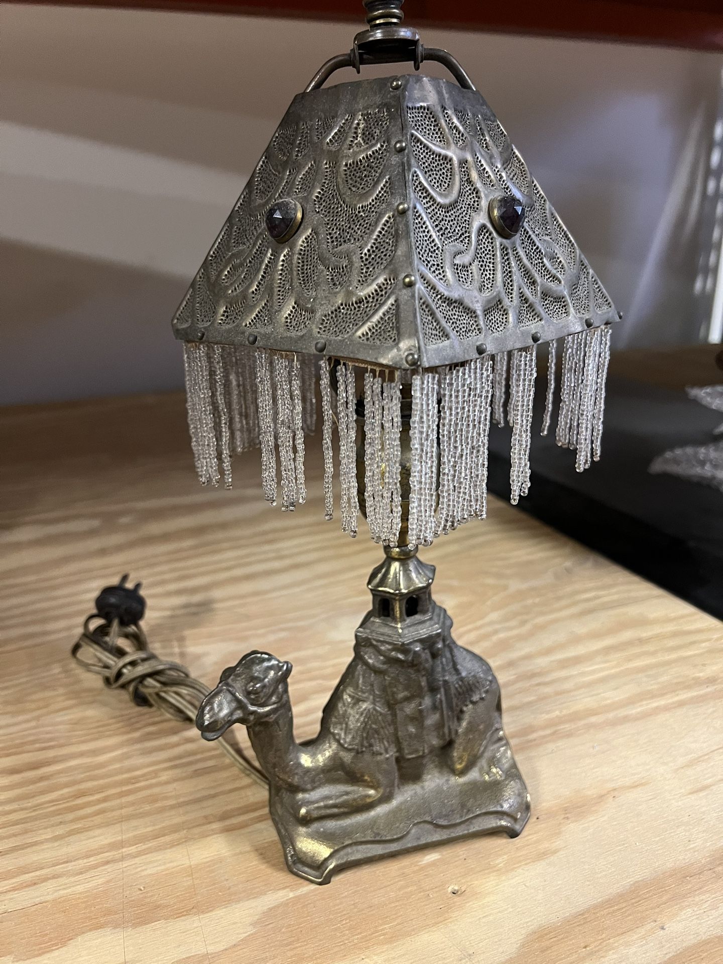 Ornate Antique Camel Table Lamp