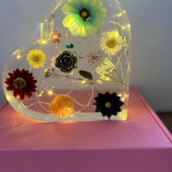 Heart Shape Resin With Inside Lights.