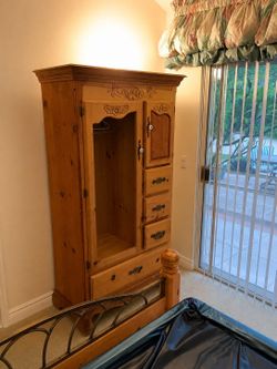 Rustic Pine Armoire / Wardrobe – Good Condition