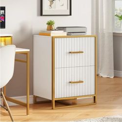3719: New YITAHOME 2 Drawer File Cabinet, Lateral Filing Cabinet for Home Office, White and Gold
