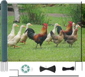 DoCred Non Electric Fence Netting, 40in x 100ft/164ft Portable Movable Livestock Nets Mesh for Chickens,Goats, Sheep, Dog, Reusable Nylon Animal Barri