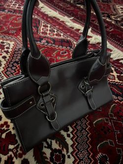 Brown leather handbag