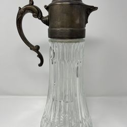 1930'S  E.P.Z Glass Silverplate Beverage Carafe With Ice Container Art Deco 14"