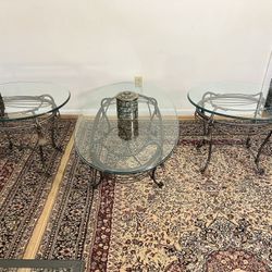 VTG Circular Solid Iron-Ornamental Accent Tables☆Gilt Rope &Tassel☆Scroll Design