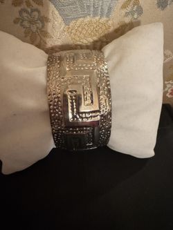 Vintage 925 Silver Greek Key Open Wide Bracelet