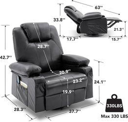 2165g $150 Weture Oversized Swivel Rocker Recliner Chair with Heat and Massage, 360 Degree Swivel Rocking Single Sofa with USB Port and Cup Holders,