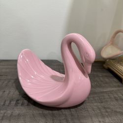80's Vintage Pink Swan Wash Cloth Holder