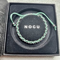Gently Used Silver and Sea Foam Chain Mail NOGU Bracelet with Box