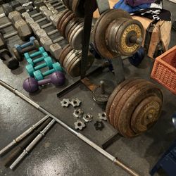 280 Lbs 1 Inch Weights, Bars And Weight Tree