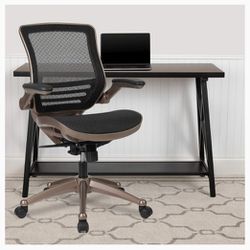 Flash Furniture Warfield Mid-Back Transparent Black Mesh Executive Swivel Office Chair with Melrose Gold Frame and Flip-Up Arms

