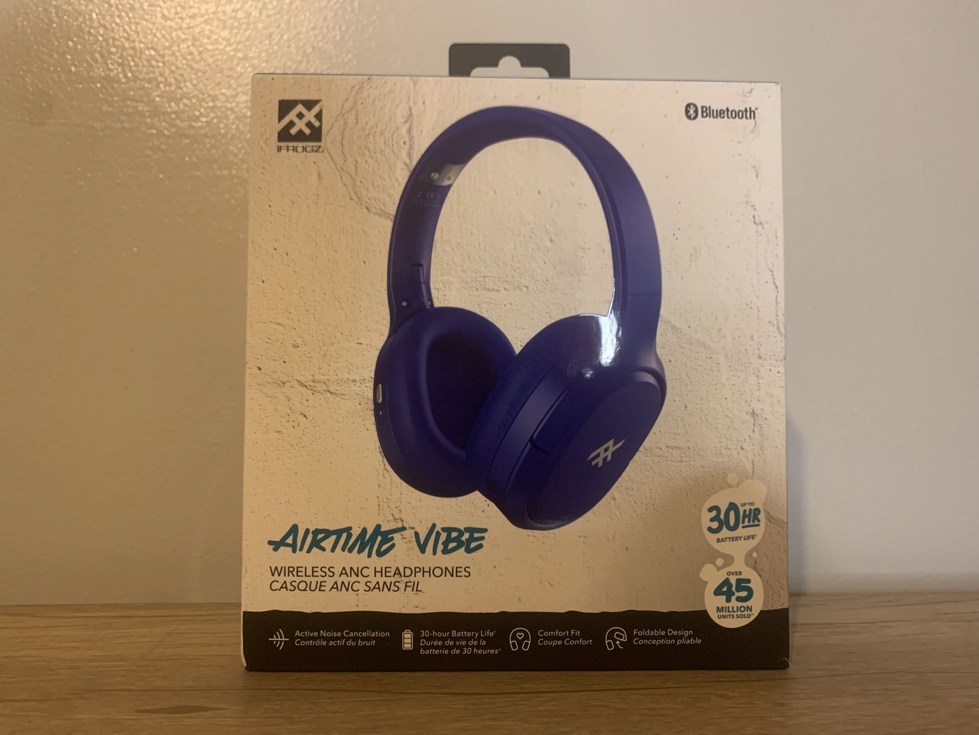 iFrogz AIRTIME VIBE Wireless On-Ear Headphones with Noise-Canceling - Blue