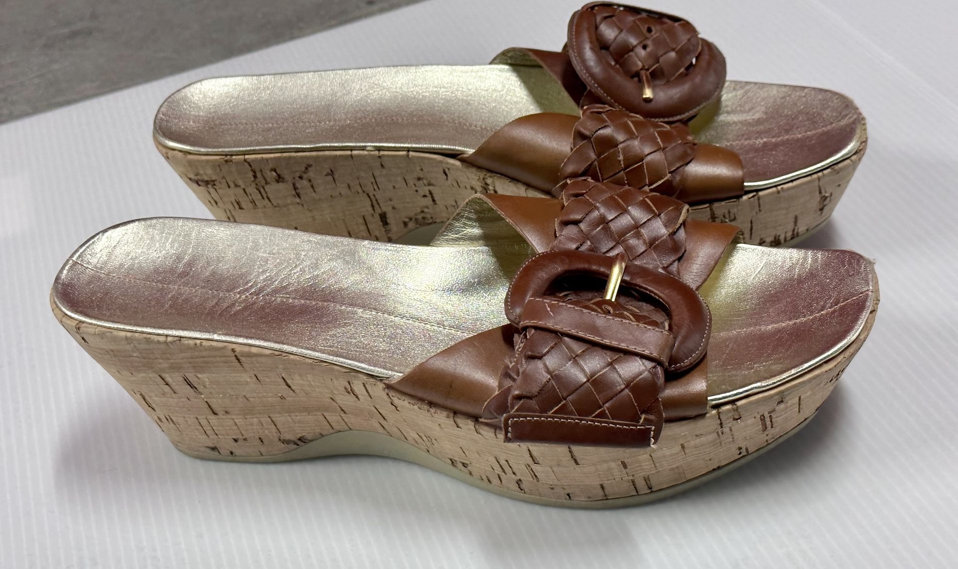 Nike Lab G Series Cork Wedge Women’s Size 9B Weave Buckle Strap Slip On
