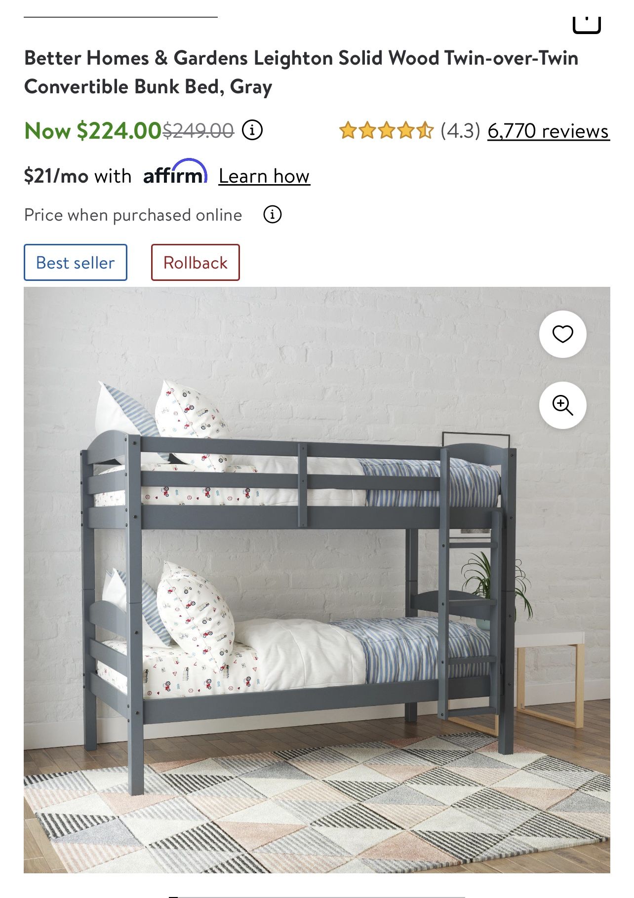 Gray Bunk Beds