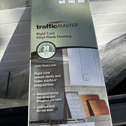 Traffic Master Teak Trails Oak 6 MIL x 6 in. x 48 in. Waterproof Click Lock Vinyl Plank Flooring (21