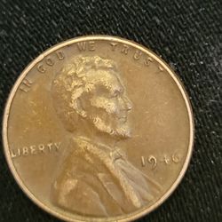 1946 Rare  No Mint Mark Copper Wheat Penny ERROR 