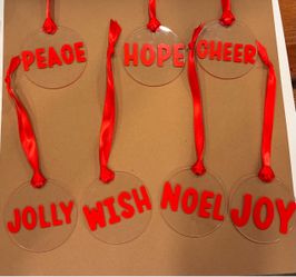 Homemade red Christmas ornaments
