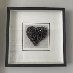 Framed Amethyst Crystal Heart Shadow Box