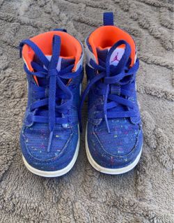 Jordan Kids High Top Sneakers Blue Orange Multicolor Speckle Size 8C