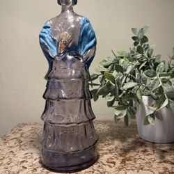 Title Vintage Italian Empoli Figural “Lady” Glass Bottle / Anisette Decanter — 13″