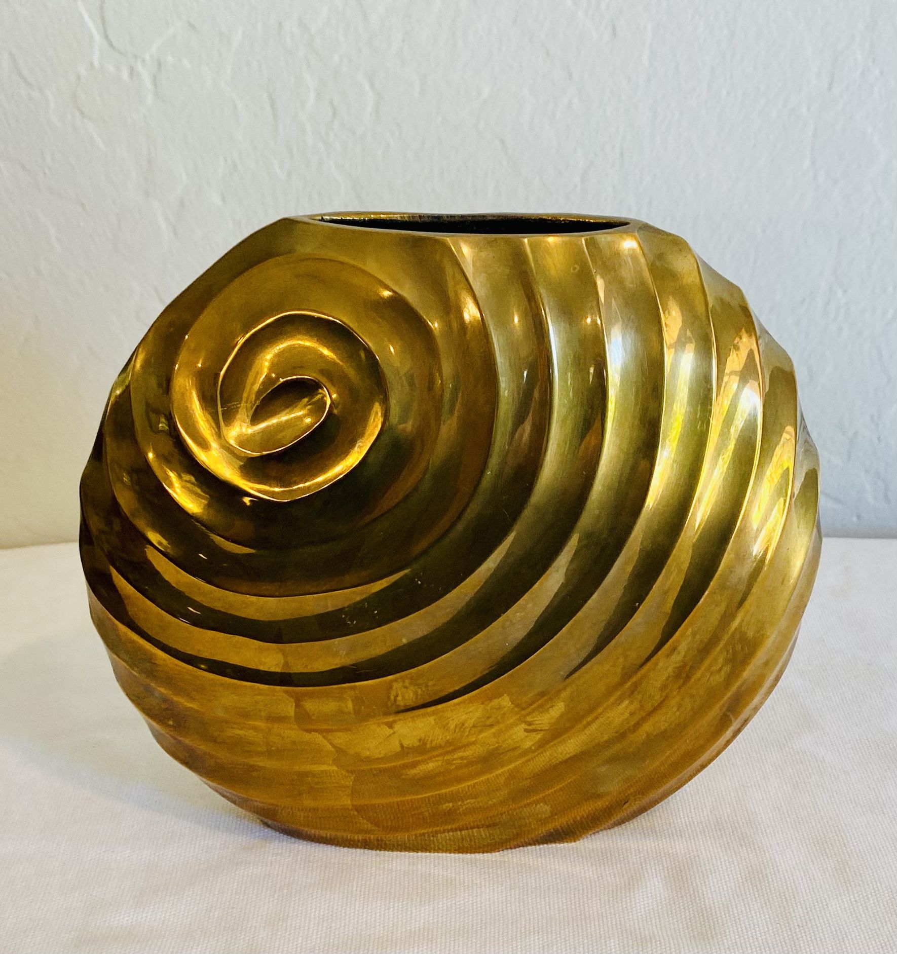 vintage art deco solid brass vase
