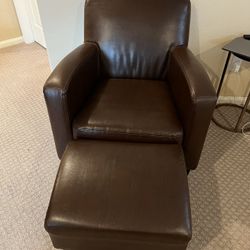 Ikea Leather chair with Ottoman 