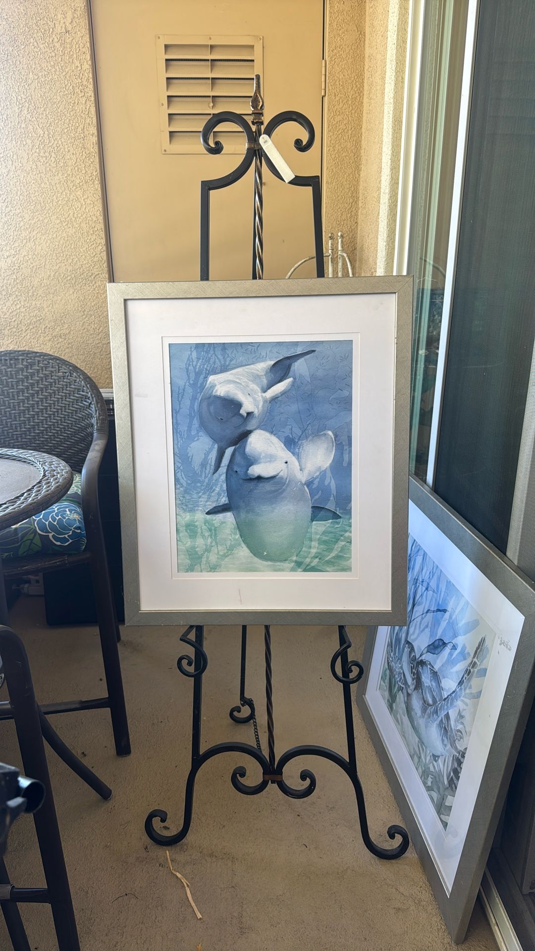 Black Metal Extra Large Free Standing Adjustable Display Stand Scroll Easel with Chain Support!