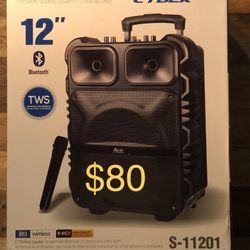 12” Aek Bluetooth trolley speaker With Microphone & LED Display Ligths 🔊🎤🎶🎶   New! Great sound !