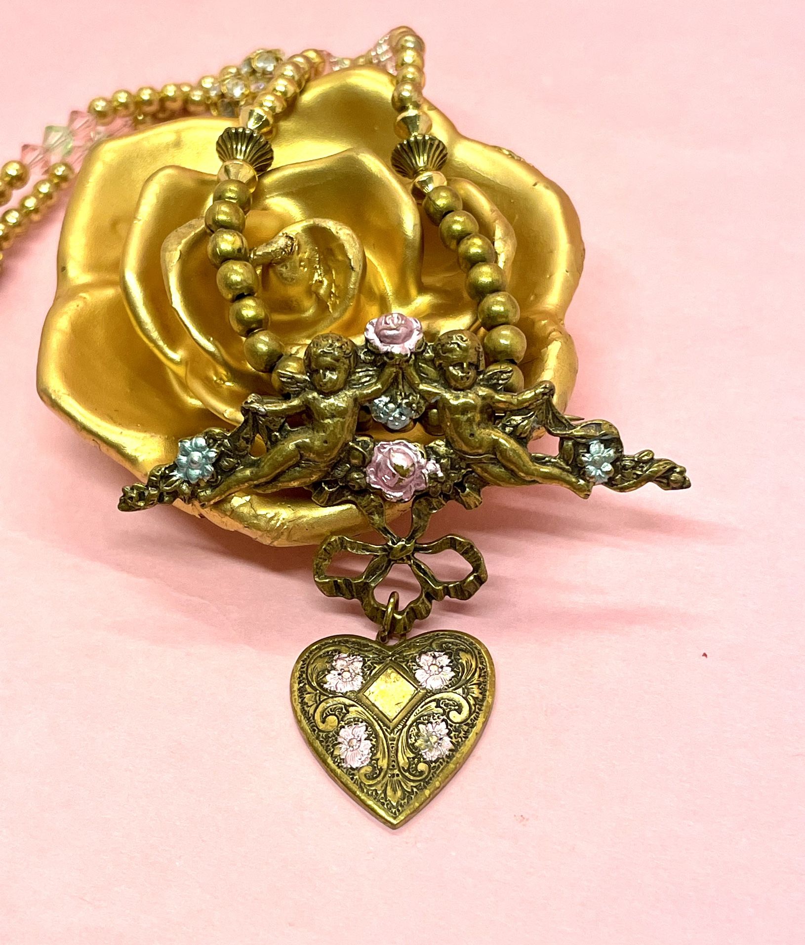 Vintage Cupid Love Necklace 