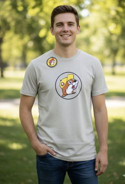 Buc-ees Graphic Mascot Cotton Blend T-Shirt Soft Neutral Unisex size Large