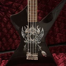 Custom B.C. Rich Warlock-Style Demon Bass + Coffin Case (NEED GONE 7/3)