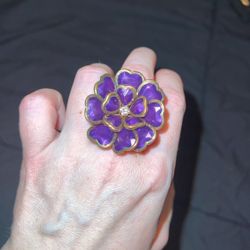 Purple Adjustable Flower Ring