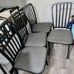 Set Of 4 Metal Dining Chairs