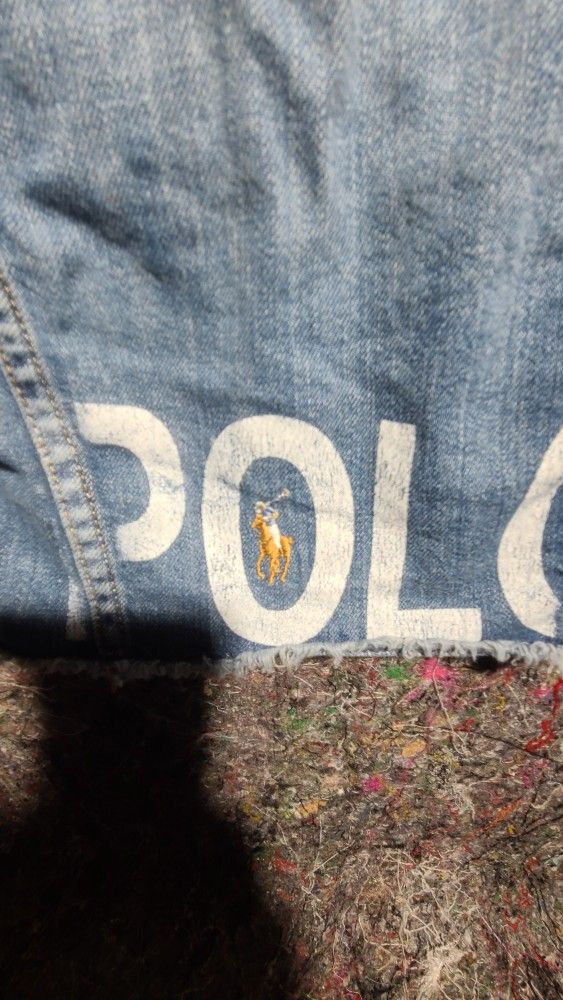 Vintage Polo Ralph Lauren Jean Jacket Kids 14 Flesh Pony Embroidered Classic Crop