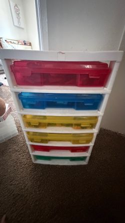 Legos Multi-Colored Plastic Storage Organizer Tower with 6 Removable Bins