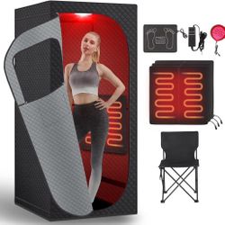 Far Infrared Sauna Box with Red Light Therapy, Portable Dry Sauna for Relaxation, Detoxification, Carbon Crystal Heating,9 Levels, Full Size 5.9ft×2.9