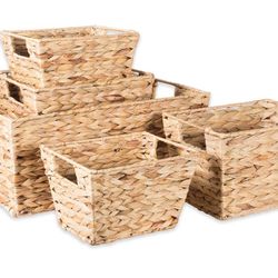 DII Hyacinth Collection Storage Baskets, Large Set, Assorted Sizes, Natural, 5 Piece Natural Large Set, Assorted Sizes