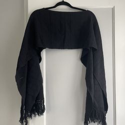 Handmade Black Shawl / Poncho from Oaxaca, Mexico