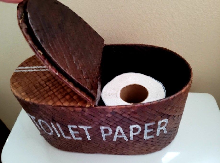 Oval Rattan Double Tissue Roll Box