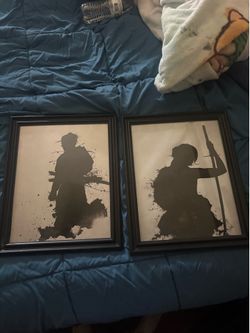Set of 2 Framed Black & White Silhouette Wall Art Prints