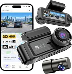 3 Channel Dash Cam Front Rear Inside,STARVIS 2 4K HDR Car Camera
2160P+1080P+1080P 5GHz Wi-Fi App, GPS Tracking, IR Night Vision for Uber & Lyft, Supp
