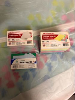 New Office Depot 3x5 Index Cards 500 Counts Assorted Color, 100 Counts Rule Blue, 300 Counts White