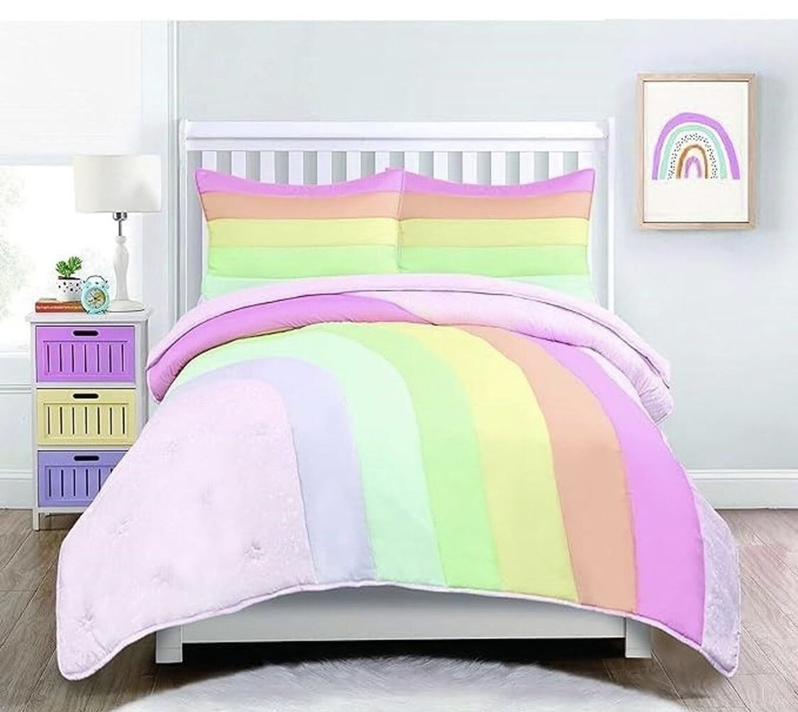 3 piece Rainbow quilt set, full, MultiColour