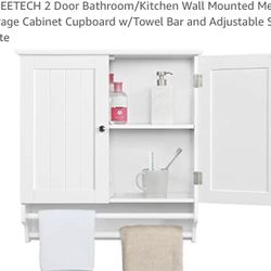 2 Door Bathroom/Kitchen Wall Cabinet Storage- White