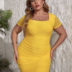 Yellow Dress XL Mesh Stretch $30
