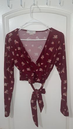 Burgundy Flower Crop Top