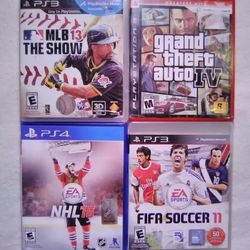 PlayStation Games. PS3. PS4. FIFA Soccer 11, NHL 16, MLB 13 The Show, Grand Theft Auto IV. Video Games Lot