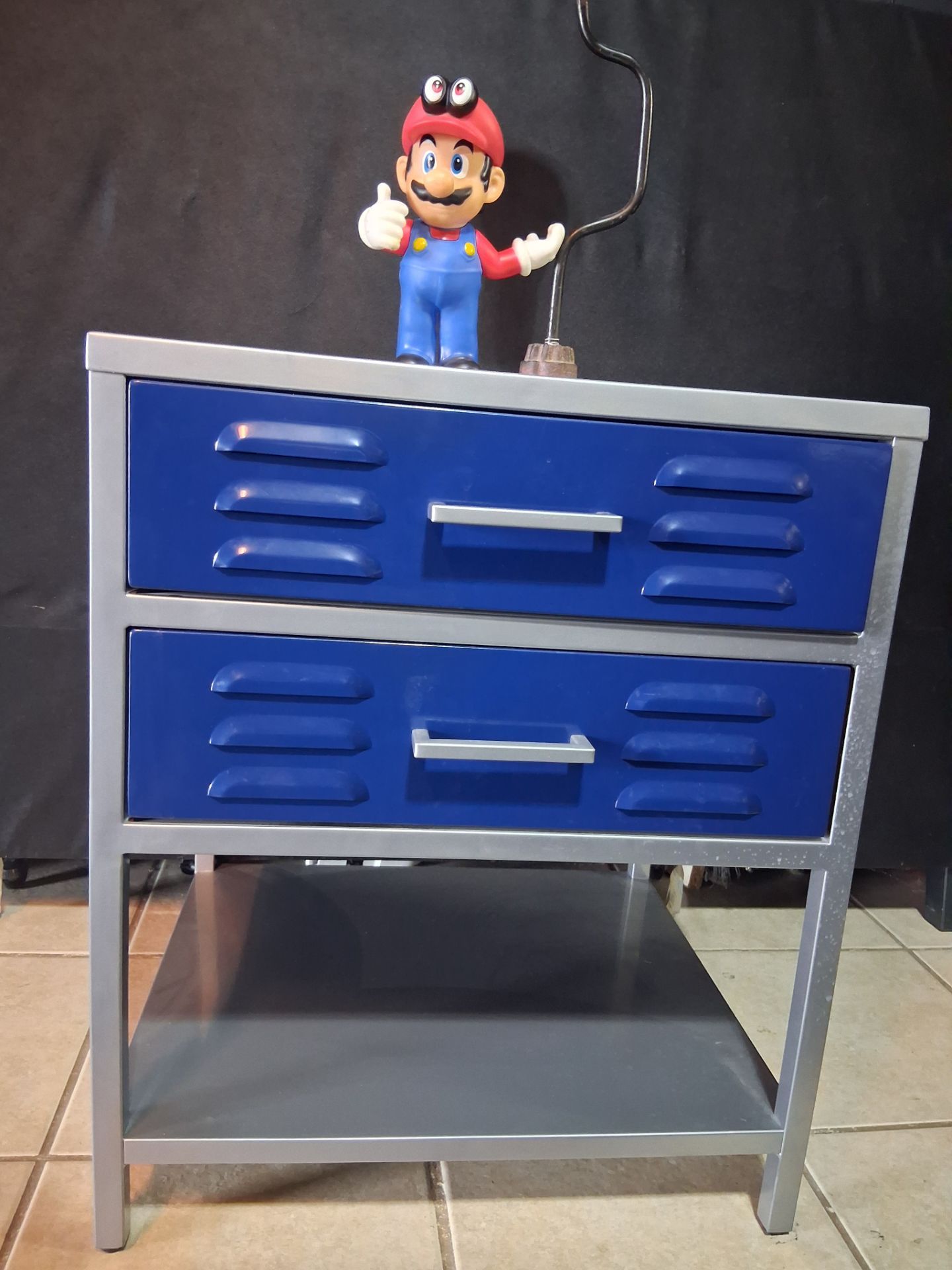 Locker style metal nightstand 24"H x 20"W x 17"D