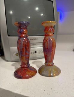 Abstract Candlestick Holders Set of 2