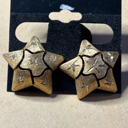 Gold Star Earrings with Rhinestones